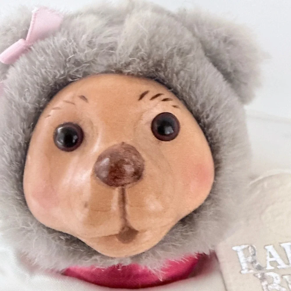 Robert Raikes Bears USA Olympic Wood Face Plush Nursery‎ Miniatures Grey 7in